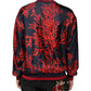 Dolce & Gabbana Silk Navy Red Coral Print Pullover Sweater