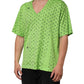 Dolce & Gabbana Green V-Neck DG Logo Heart Print T-shirt