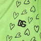 Dolce & Gabbana Green V-Neck DG Logo Heart Print T-shirt