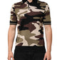Dolce & Gabbana Camouflage Brown Silk Military Polo T-shirt