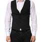 Dolce & Gabbana Black Wool Dress Formal Men Waistcoat Vest