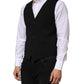 Dolce & Gabbana Black Wool Dress Formal Men Waistcoat Vest