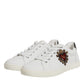 Dolce & Gabbana White Silver Sacred Heart Men Sneakers Shoes