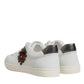Dolce & Gabbana White Silver Sacred Heart Men Sneakers Shoes