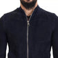Dolce & Gabbana Dark Blue Suede Lambskin Blouson Jacket