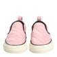 Dolce & Gabbana Pink Quilted Nylon Slip-On Sneaker Shoes