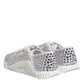 Dolce & Gabbana White NS1 Canvas Leather Embellished Sneakers Shoes