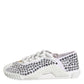 Dolce & Gabbana White NS1 Canvas Leather Embellished Sneakers Shoes
