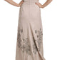 Dolce & Gabbana Beige Sequined Flower Flare Ball Gown Dress