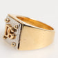 Dolce & Gabbana Gold Tone Brass Signet Square DG Logo Plaque Men Ring