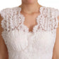 Dolce & Gabbana White Flower Lace Corsage Long Maxi Dress