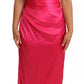 Dolce & Gabbana Pink Sheath Silk Bow Open Shoulder Dress