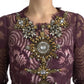 Dolce & Gabbana Purple Viscose Crystal A-Line Gown Dress