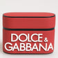 Dolce & Gabbana Red White Silicone Embossed Logo Accessory Airpods Case