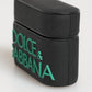 Dolce & Gabbana Black Mint Rubber Logo Embossed Accessory Airpods Case