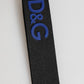 Dolce & Gabbana Black Blue DG Logo Polyester Brass Holder Keychain Keyring