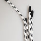 Dolce & Gabbana Black White Polyester Tape String DG Logo Keychain Keyring