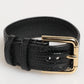 Dolce & Gabbana Black Embossed Leather Gold Buckle Belt Strap Bracelet