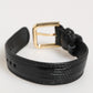 Dolce & Gabbana Black Embossed Leather Gold Buckle Belt Strap Bracelet