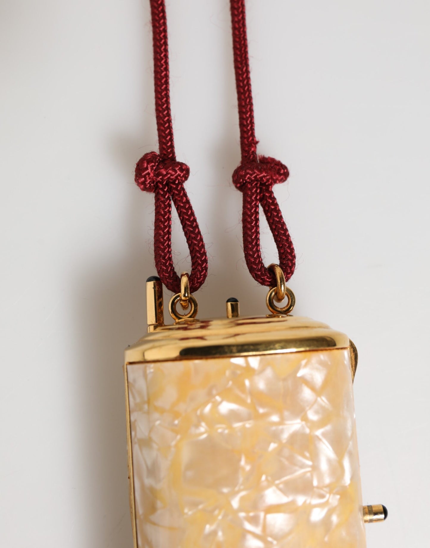 Dolce & Gabbana White Resin Gold Metal Crossbody Mini Purse Tassel Bag