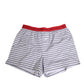 Dolce & Gabbana White Striped Cotton Red Waistband Shorts Swimwear