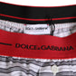 Dolce & Gabbana White Striped Cotton Red Waistband Shorts Swimwear