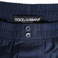 Dolce & Gabbana Navy Blue Cotton Elastic Waistband Button Swimwear