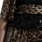 Dolce & Gabbana Leopard Print Silk Sequin Ruffle Maxi Dress