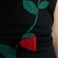 Dolce & Gabbana Black Wool Sleeveless Rose Applique Dress