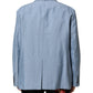 Dolce & Gabbana Light Blue Linen Double Breasted Men Jacket Blazer
