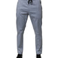 Dolce & Gabbana Light Blue Cotton Drawstring Elastic Waist Men Pants