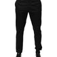 Dolce & Gabbana Black Cotton Tapered Men Formal Trousers Pants