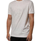 Dolce & Gabbana White Cotton DG Crown Embossed Men T-shirt