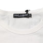 Dolce & Gabbana White Cotton DG Crown Embossed Men T-shirt
