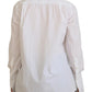 Dolce & Gabbana White Cotton Collared Long Sleeves Formal Top