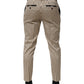 Dolce & Gabbana Beige Black Striped Cotton Slim Fit Trousers Pants