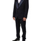 Dolce & Gabbana Black 3 Piece Wool Silk Blend Suit SICILIA