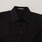 Dolce & Gabbana Black Cotton Collared Long Sleeves Shirt