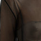 Dolce & Gabbana Black Mesh Turtleneck Sheer Blouse Top