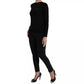 Dolce & Gabbana Black Silk Lace Trim Long Sleeves Blouse Top
