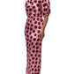 Dolce & Gabbana Pink Red Polka Dot Silk Satin Maxi Gown Dress