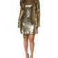 Dolce & Gabbana Gold Sequin Long Sleeve Mini Dress