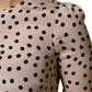 Dolce & Gabbana Beige Black Polka Dot Silk Short Sleeve Blouse Top