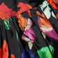 MSGM Dress Black Multicolor Floral Ruffle Long Sleeve Mini Dress