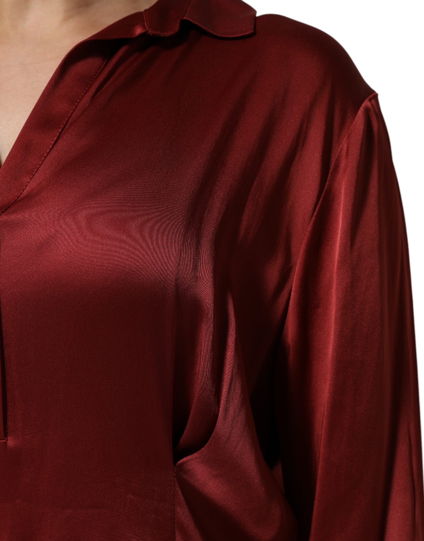 Fabiana Filippi Burgundy Acetate Viscose Satin Long Dress