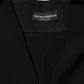 Emporio Armani Black Sheer Sleeve Belted V-Neck Mini Dress