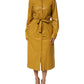 PINKO Polyester Belted Shirt Midi Long Sleeve Yellow Mustard