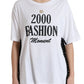 Dolce & Gabbana White Cotton 2000 Fashion Print Logo T-shirt