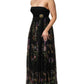 Dolce & Gabbana Black Floral Key Print Crystal Strapless Dress