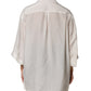 Dolce & Gabbana White Silk Collared 3/4 Sleeves Blouse Top